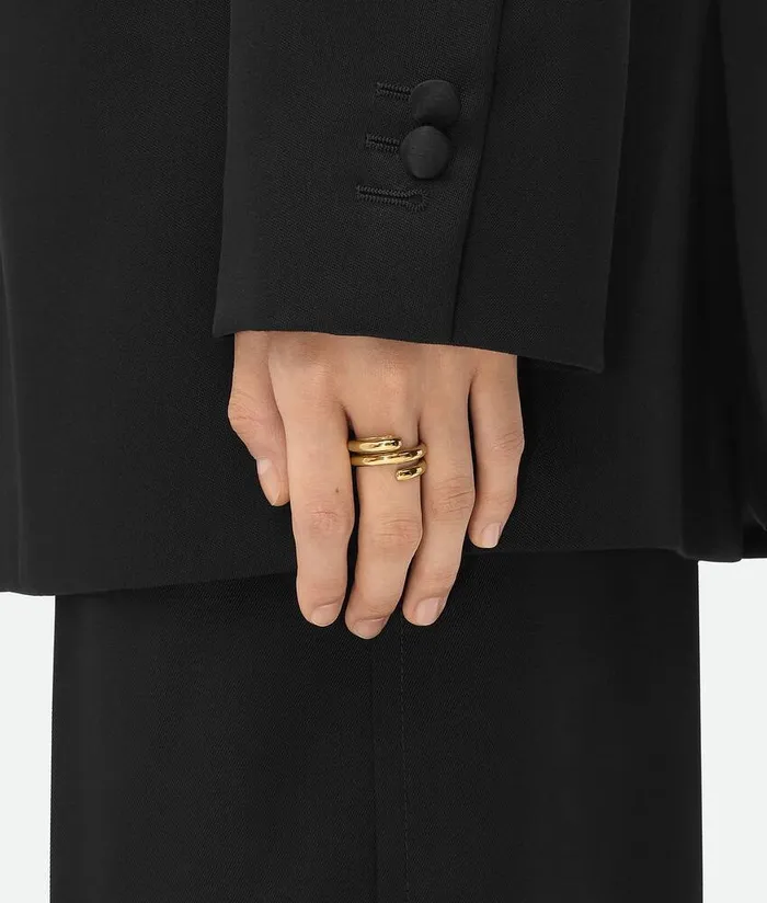 Women Bottega Veneta Rings Frills Ring Yellow Gold