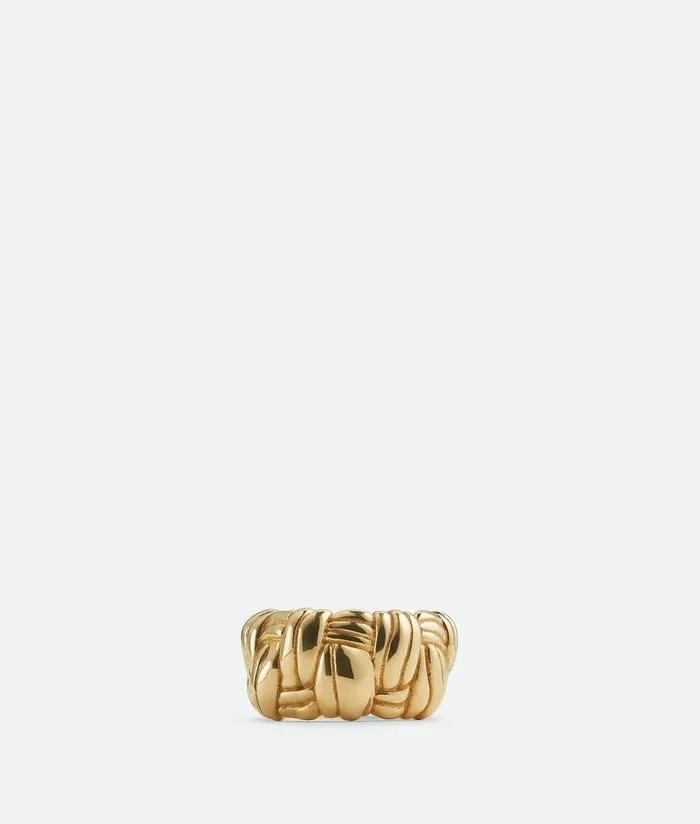 Women Bottega Veneta Rings Pleat Ring Yellow Gold