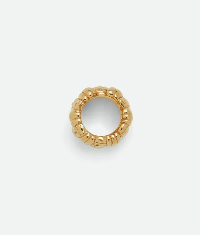 Women Bottega Veneta Rings Pleat Ring Yellow Gold