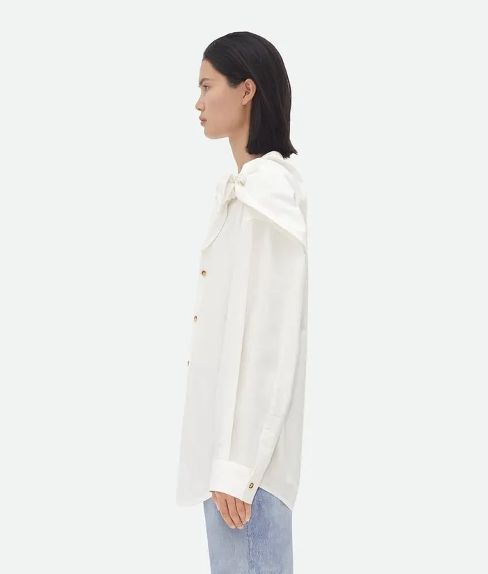 Women Bottega Veneta Shirts Compact Cotton Shirt With Knots White