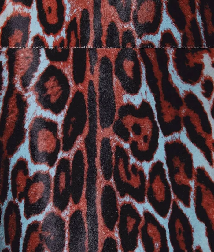 Women Bottega Veneta Skirts Leopard Print Shearling Skirt Blackpale Bluechil