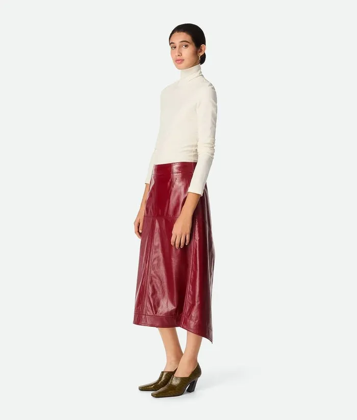 Women Bottega Veneta Skirts Shiny Leather Skirt Rosewood