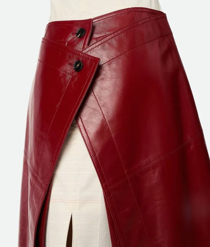 Women Bottega Veneta Skirts Shiny Leather Skirt Rosewood