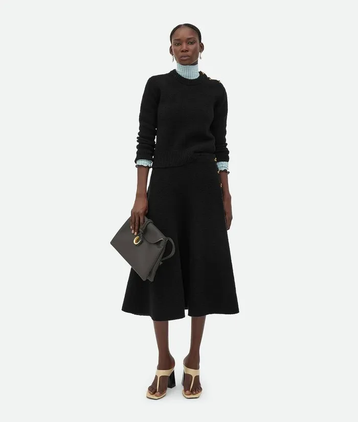 Women Bottega Veneta Skirts Wool Boucle Skirt Black