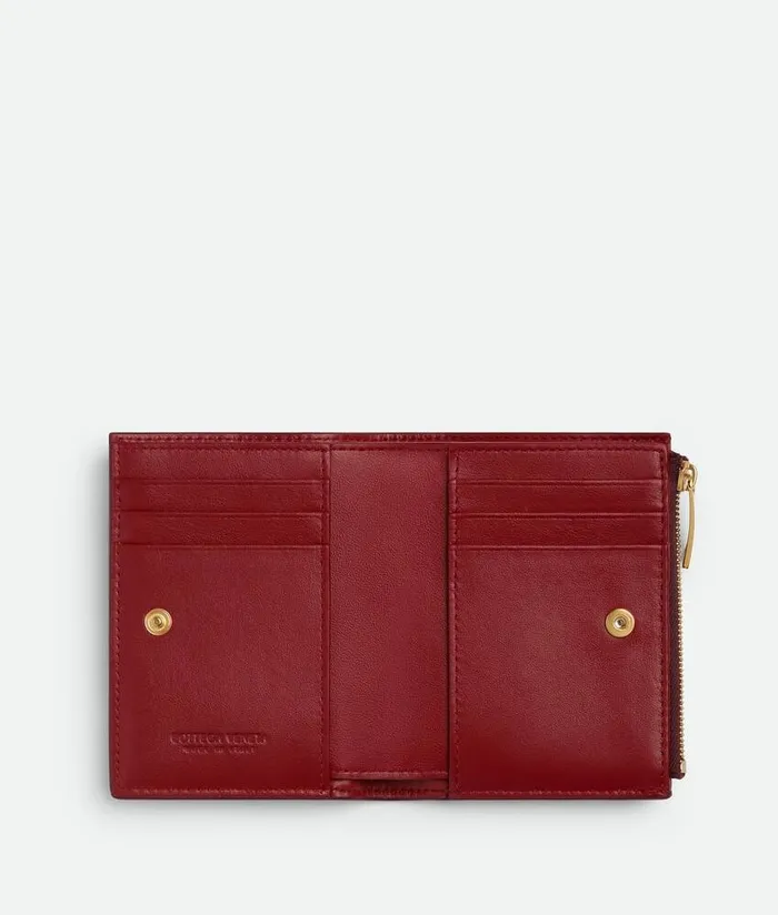 Women Bottega Veneta Small Wallets Cassette Small BiFold Wallet Madder Brownrosewood