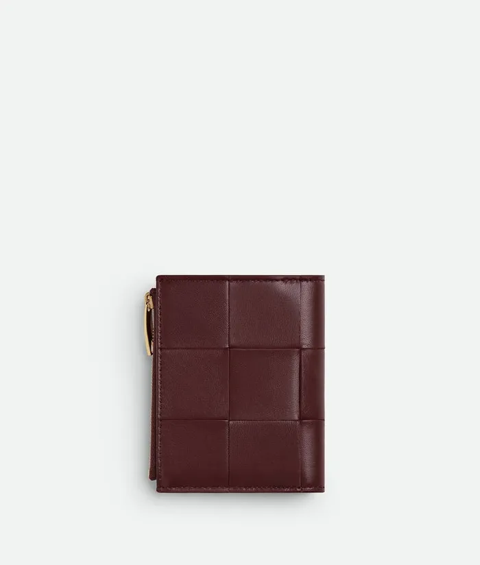 Women Bottega Veneta Small Wallets Cassette Small BiFold Wallet Madder Brownrosewood