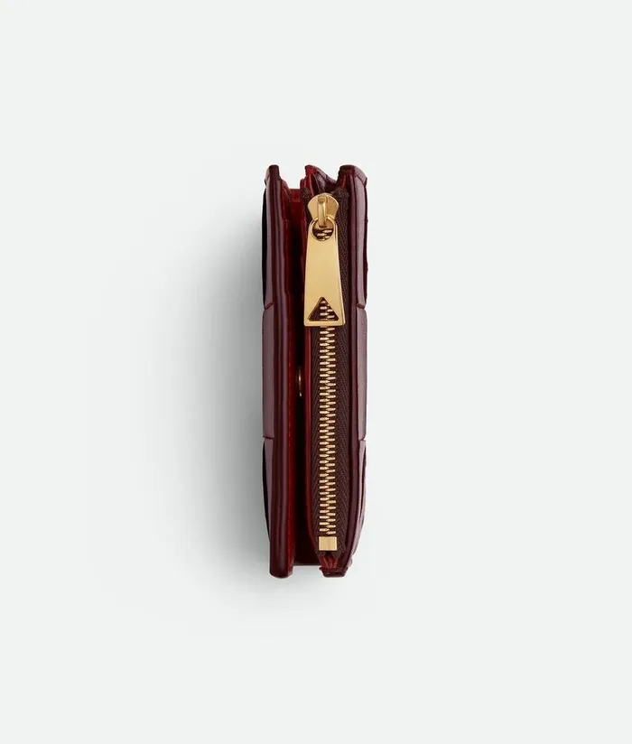 Women Bottega Veneta Small Wallets Cassette Small BiFold Wallet Madder Brownrosewood