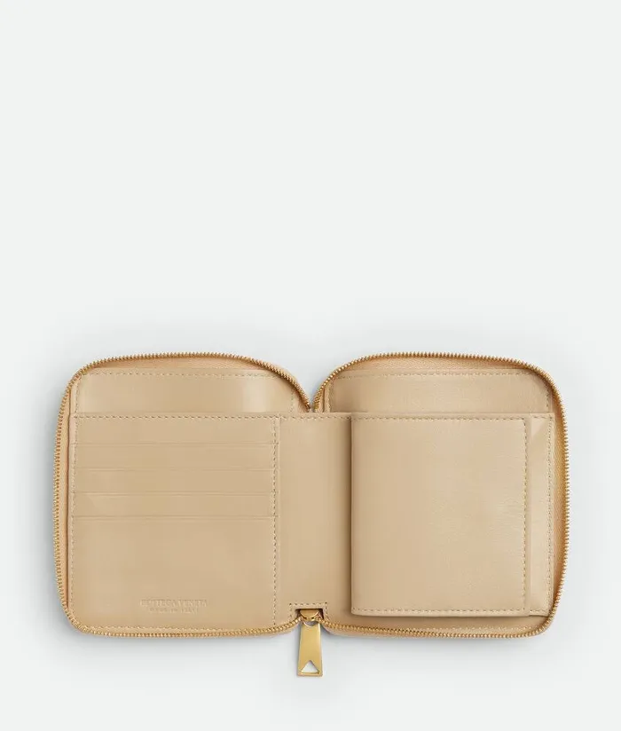 Women Bottega Veneta Small Wallets Compact Zip Around Wallet Porridge