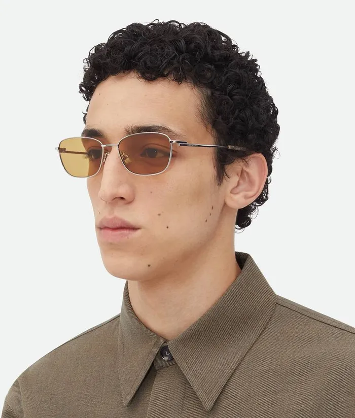 Women Bottega Veneta Sunglasses Split Rectangular Sunglasses Silverbrown