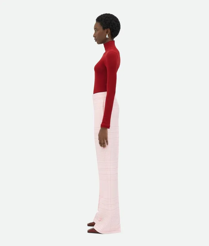 Women Bottega Veneta Trousers And Shorts Notebook Viscose Flared Trousers Pinkblue
