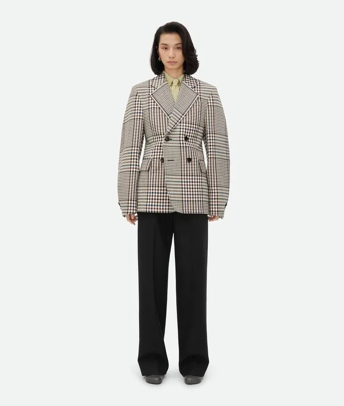 Women Bottega Veneta Trousers And Shorts Striped Wool Trousers Blackdark Blue