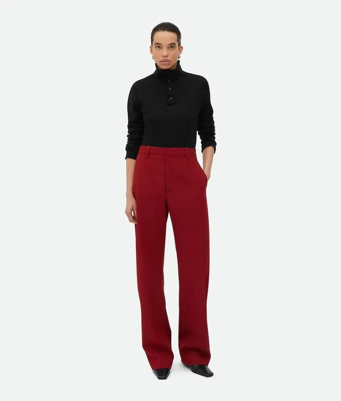 Women Bottega Veneta Trousers And Shorts Wool Twill Rounded Leg Trousers Rosewood Women Bottega Veneta Trousers And Shorts Wool Twill Rounded Leg Trousers Rosewood