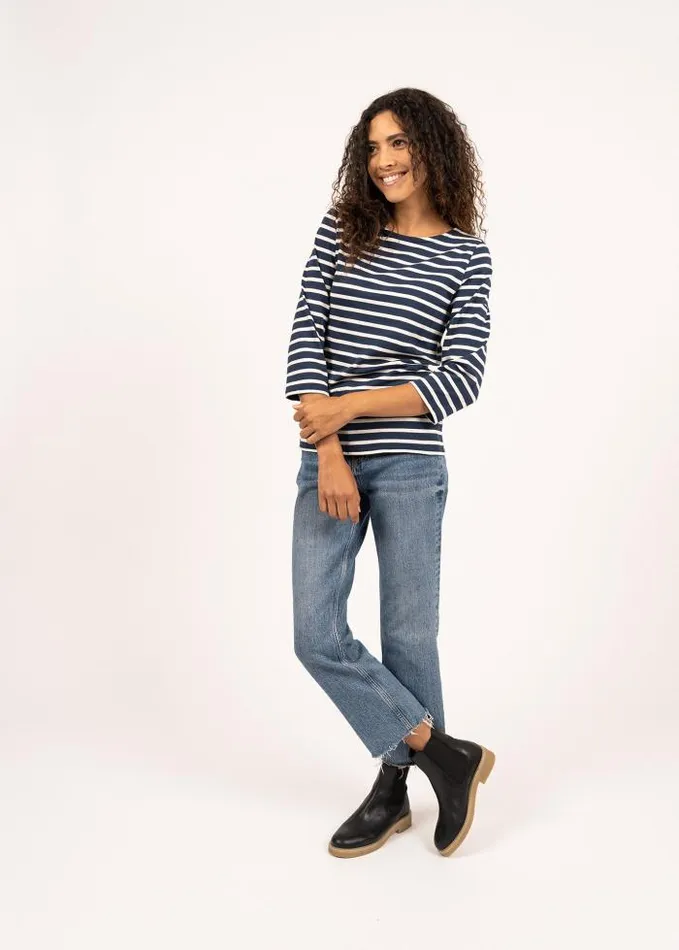 Women Breton Striped Shirts Saint James GALATHEE II Navy Ecru