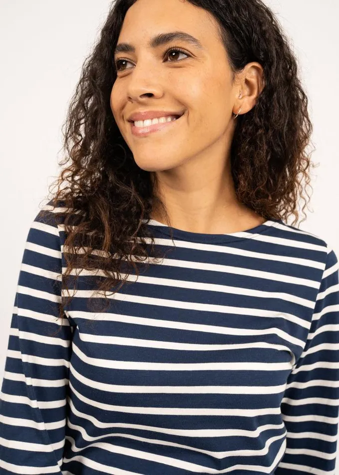Women Breton Striped Shirts Saint James GALATHEE II Navy Ecru