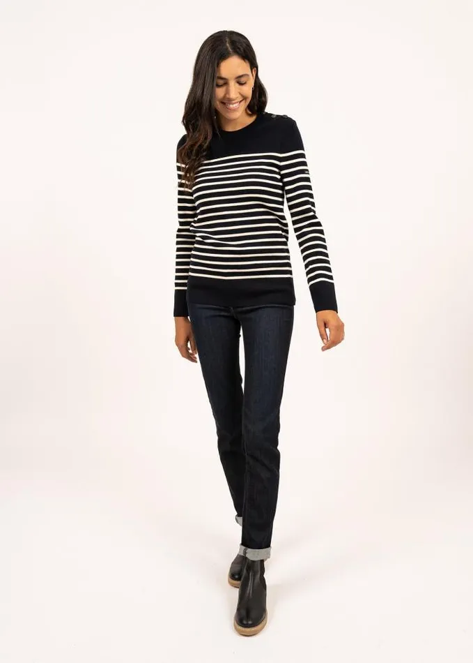 Women Breton Sweaters Saint James BREGANCON Navy Ivory