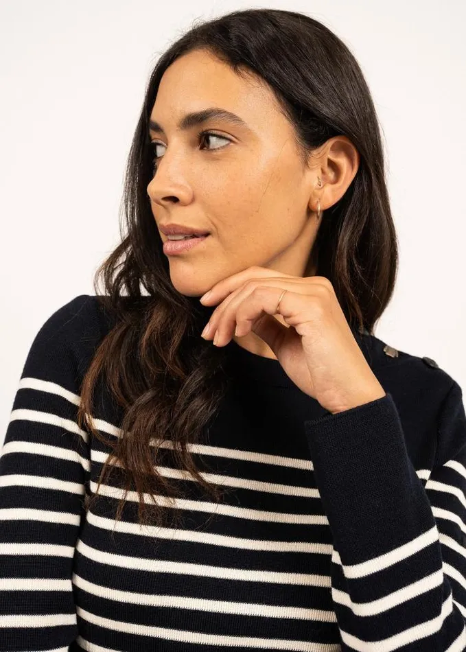 Women Breton Sweaters Saint James BREGANCON Navy Ivory