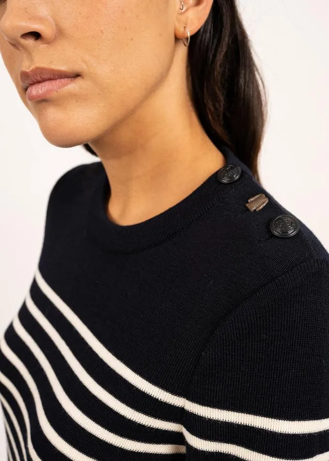 Women Breton Sweaters Saint James BREGANCON Navy Ivory