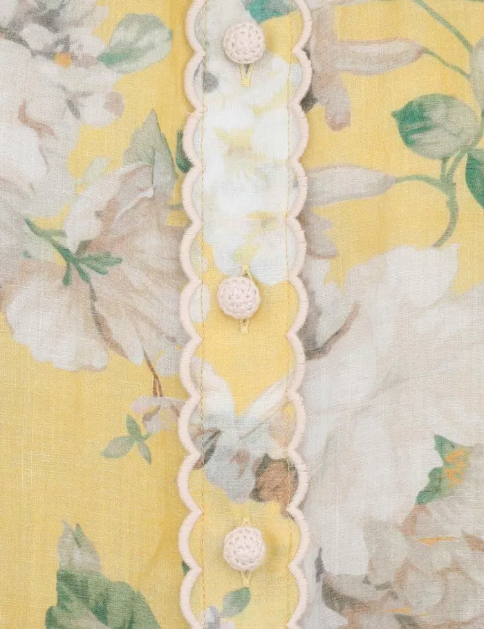 Women Clothing Zimmermann Acacia Scallop Blouse Yellow Floral