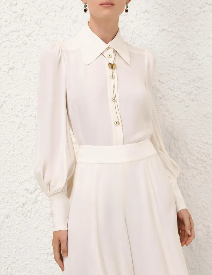 Women Clothing Zimmermann Collared Blouse Cream