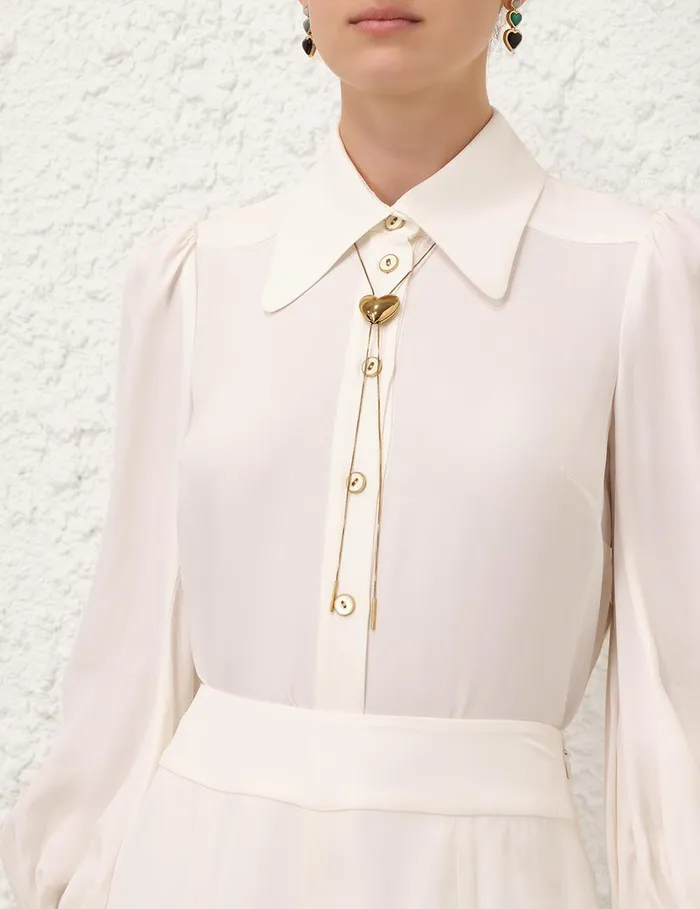 Women Clothing Zimmermann Collared Blouse Cream