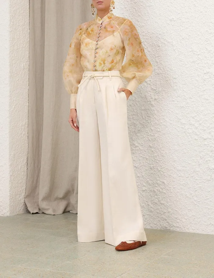 Women Clothing Zimmermann Crush Buttoned Blouse Yellow Floral