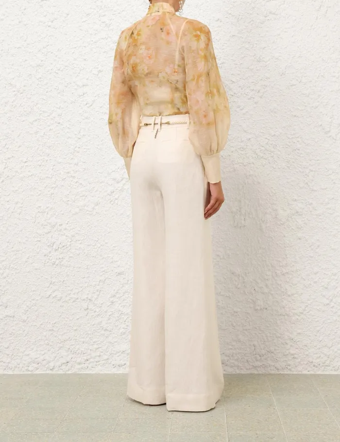 Women Clothing Zimmermann Crush Buttoned Blouse Yellow Floral