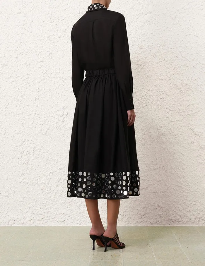 Women Clothing Zimmermann Eden Mirror Shirt Blacksilver