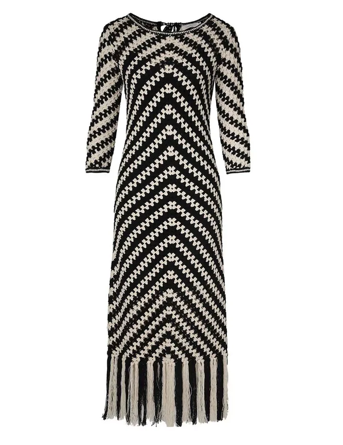 Women Clothing Zimmermann Halliday Hand Crochet Dress Chevron
