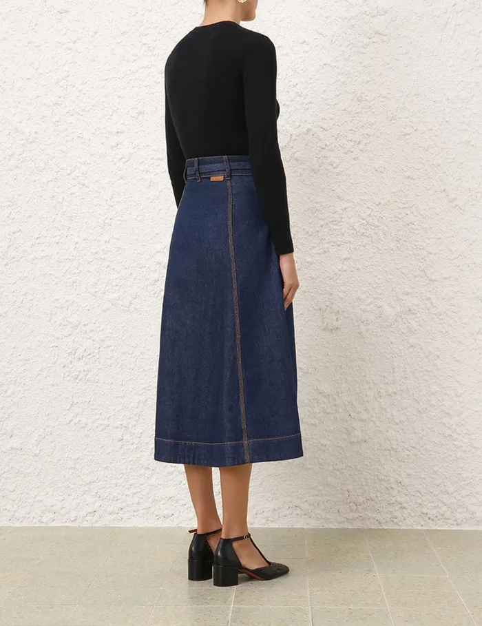 Women Clothing Zimmermann Illustration A Line Skirt Ink