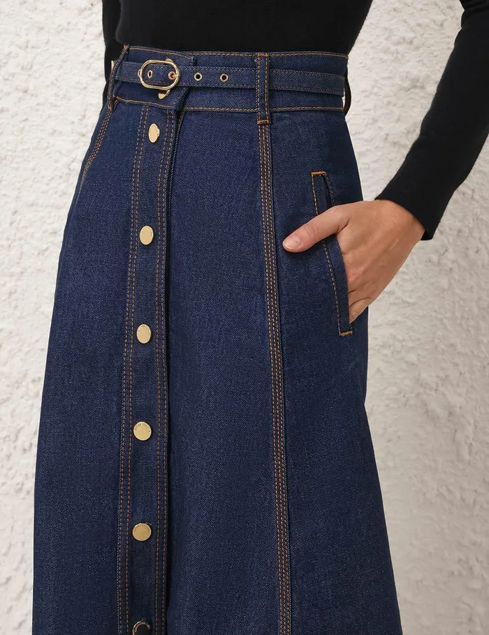 Women Clothing Zimmermann Illustration A Line Skirt Ink