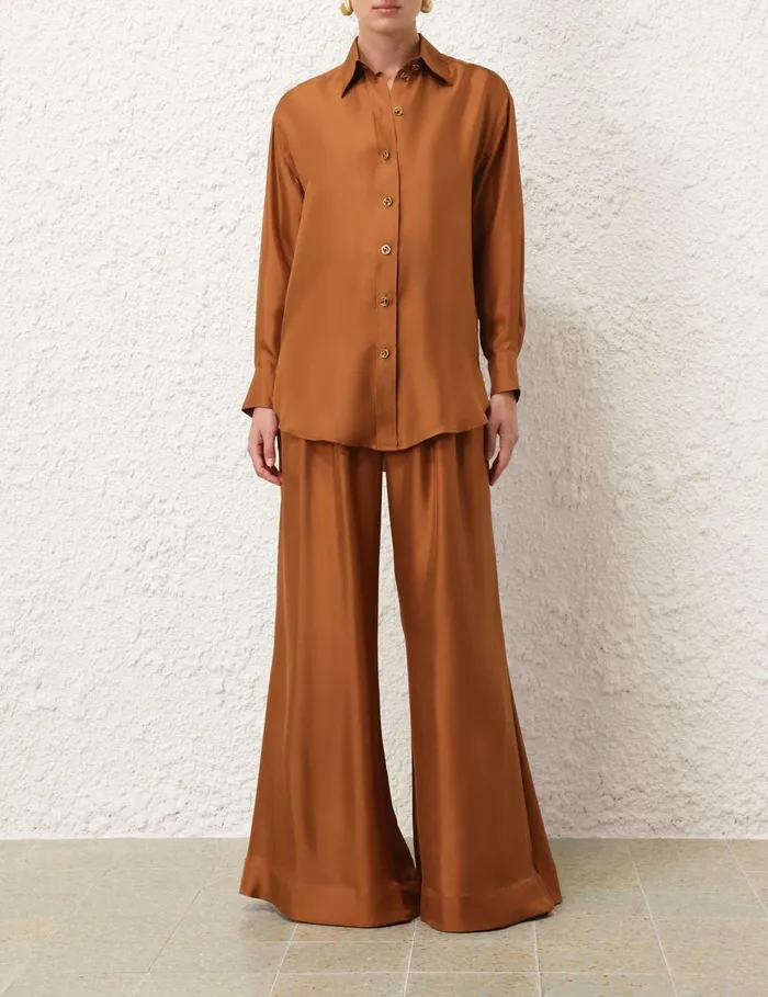 Women Clothing Zimmermann Illustration Double Tuck Pant Cognac