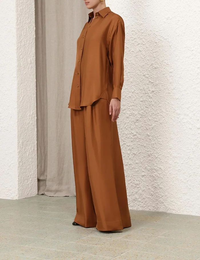 Women Clothing Zimmermann Illustration Double Tuck Pant Cognac