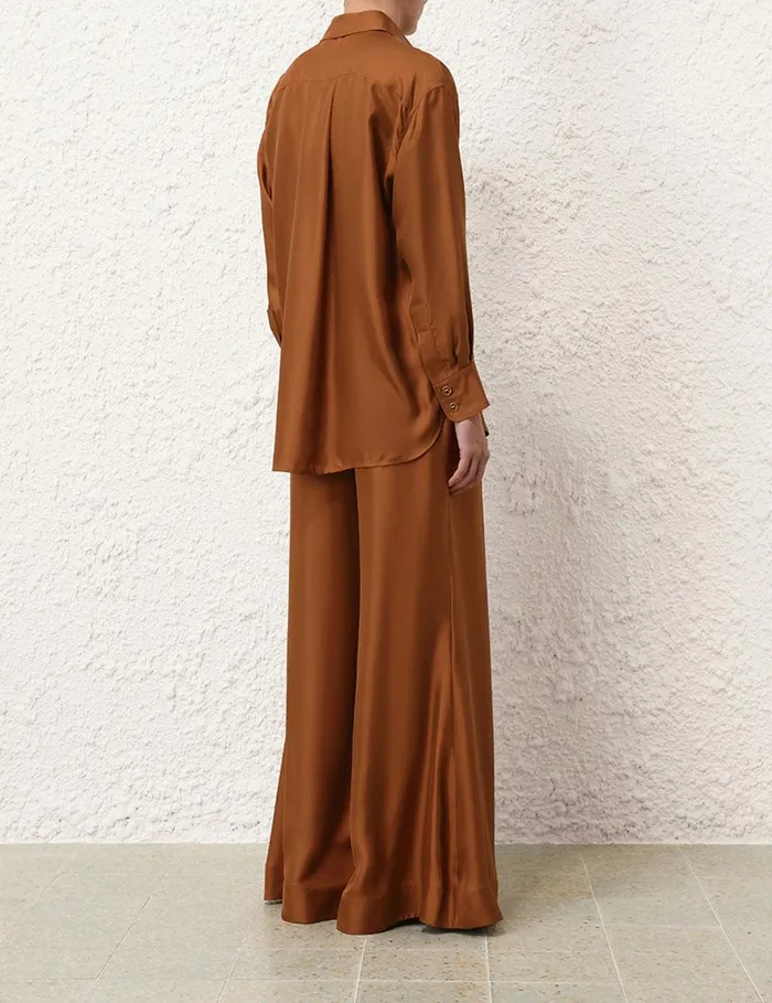 Women Clothing Zimmermann Illustration Double Tuck Pant Cognac