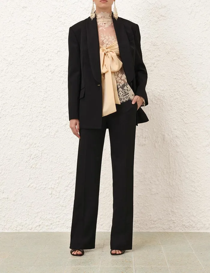 Women Clothing Zimmermann Illustration Straight Tux Pant Black