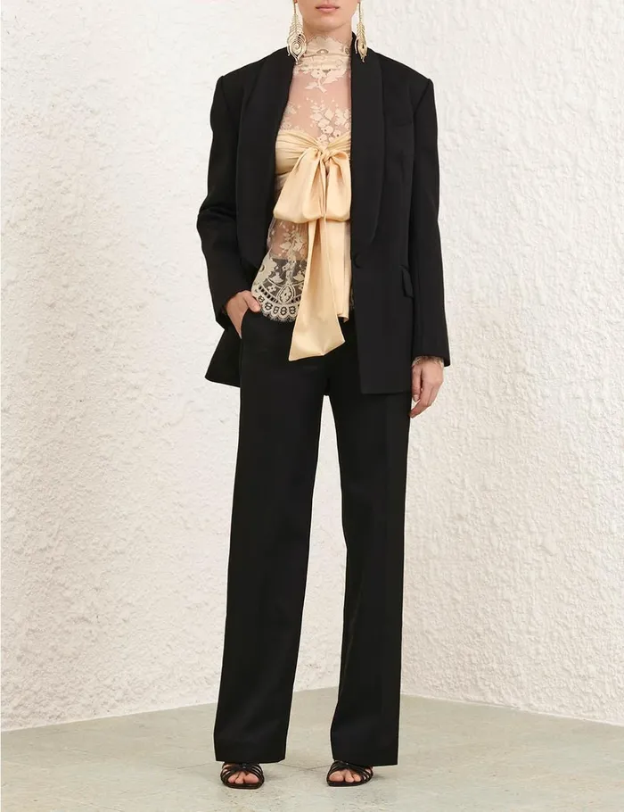 Women Clothing Zimmermann Illustration Straight Tux Pant Black