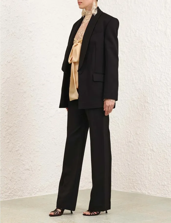 Women Clothing Zimmermann Illustration Straight Tux Pant Black