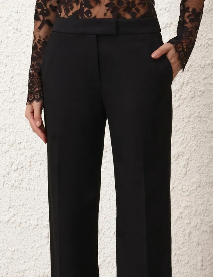 Women Clothing Zimmermann Illustration Straight Tux Pant Black