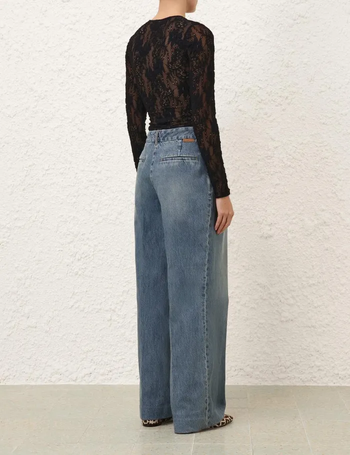 Women Clothing Zimmermann Lace Bodysuit Black
