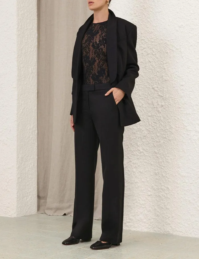 Women Clothing Zimmermann Lace Bodysuit Black