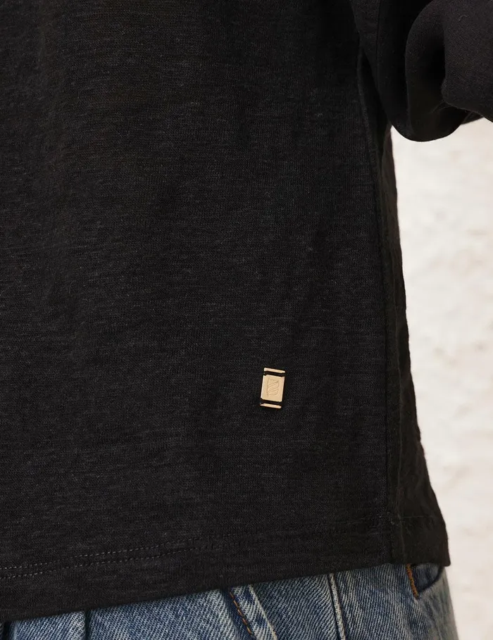 Women Clothing Zimmermann Lantern Sleeve Tee Black