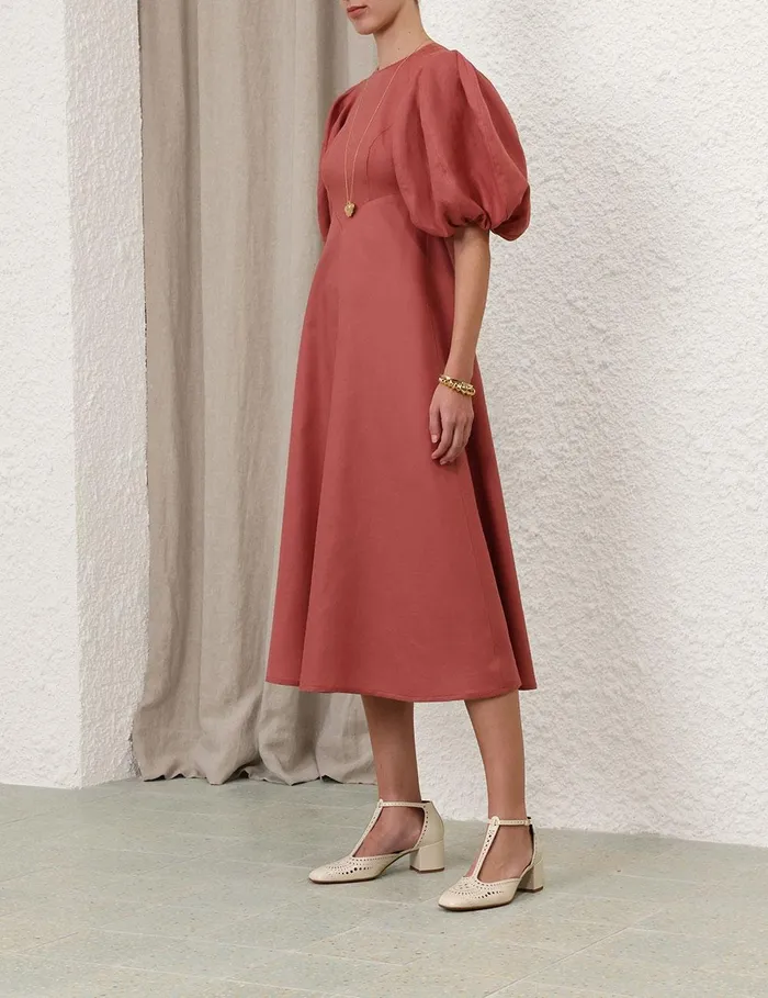 Women Clothing Zimmermann Midi Day Dress Lipstick