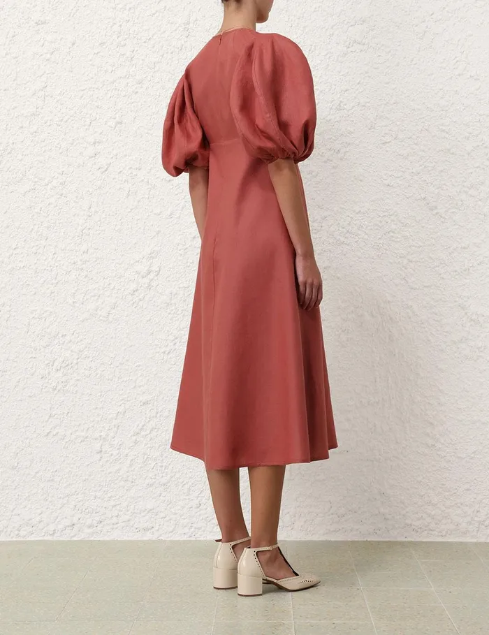 Women Clothing Zimmermann Midi Day Dress Lipstick