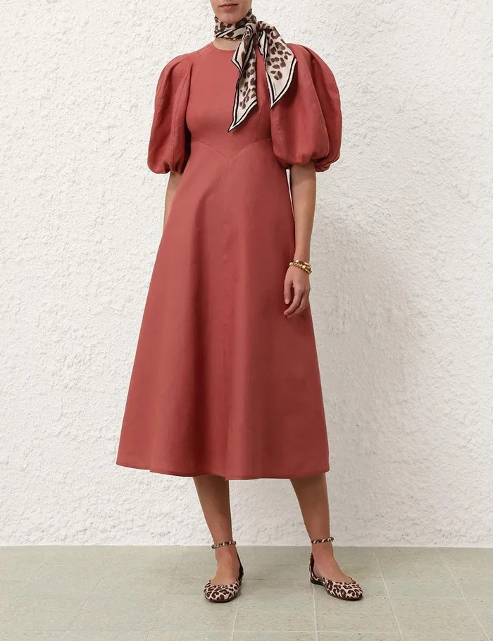 Women Clothing Zimmermann Midi Day Dress Lipstick