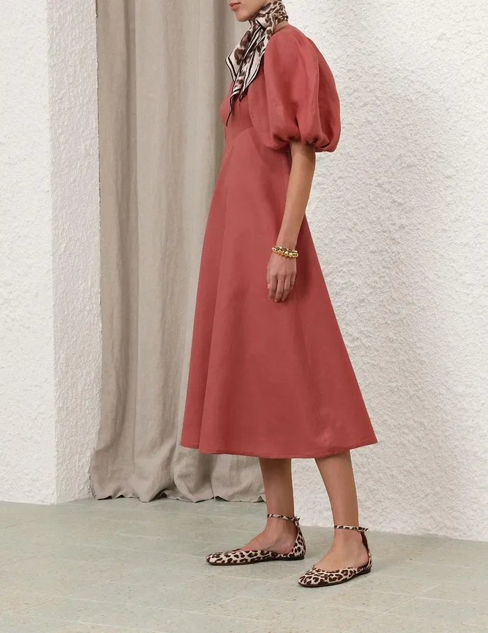 Women Clothing Zimmermann Midi Day Dress Lipstick