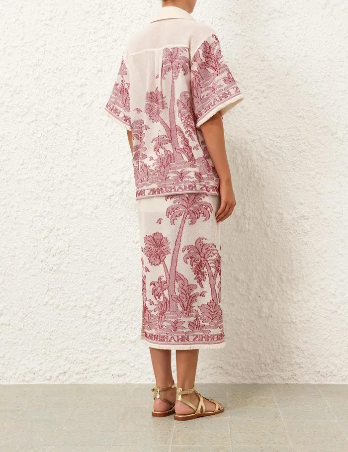 Women Clothing Zimmermann Ottie Palm Relaxed Shirt Creamred