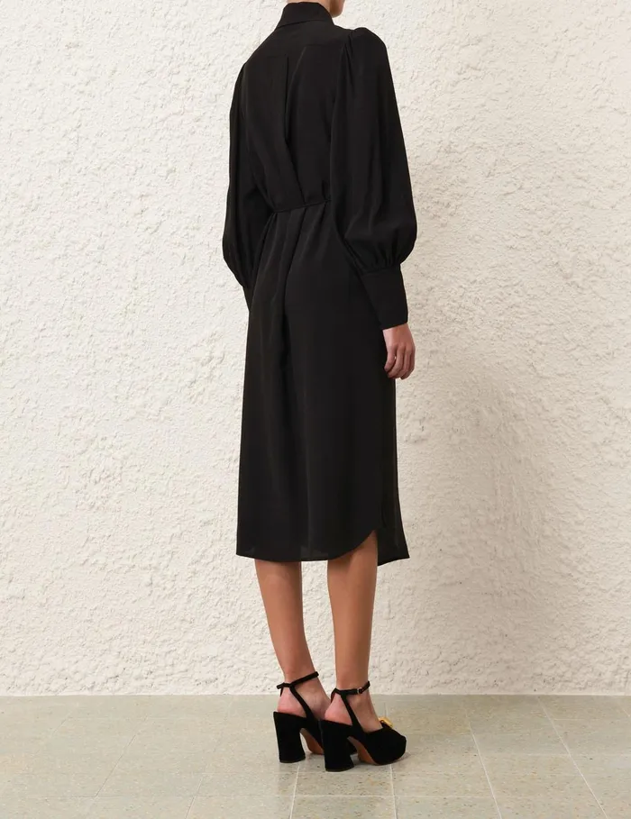 Women Clothing Zimmermann Shirt Midi Dress Black