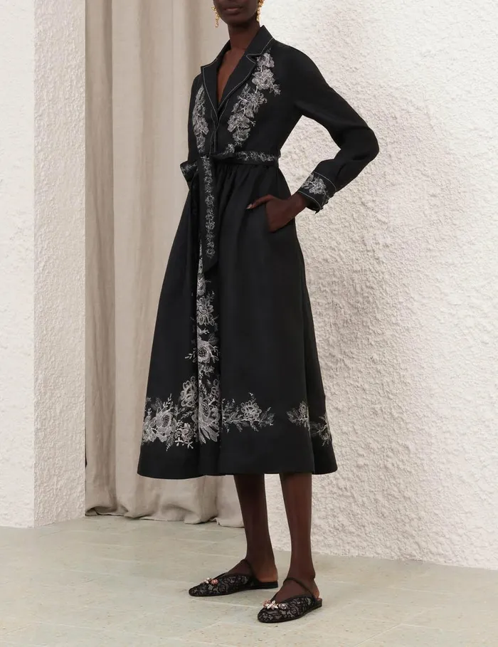 Women Clothing Zimmermann Shirt Midi Dress Black Floral