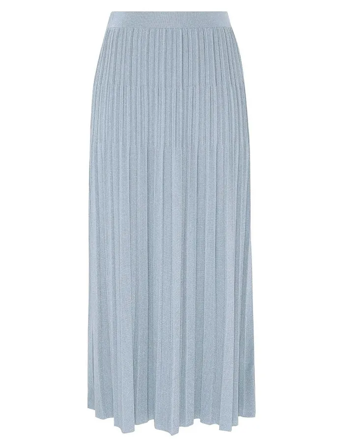 Women Clothing Zimmermann Waverly Rib Midi Skirt Blue Lurex