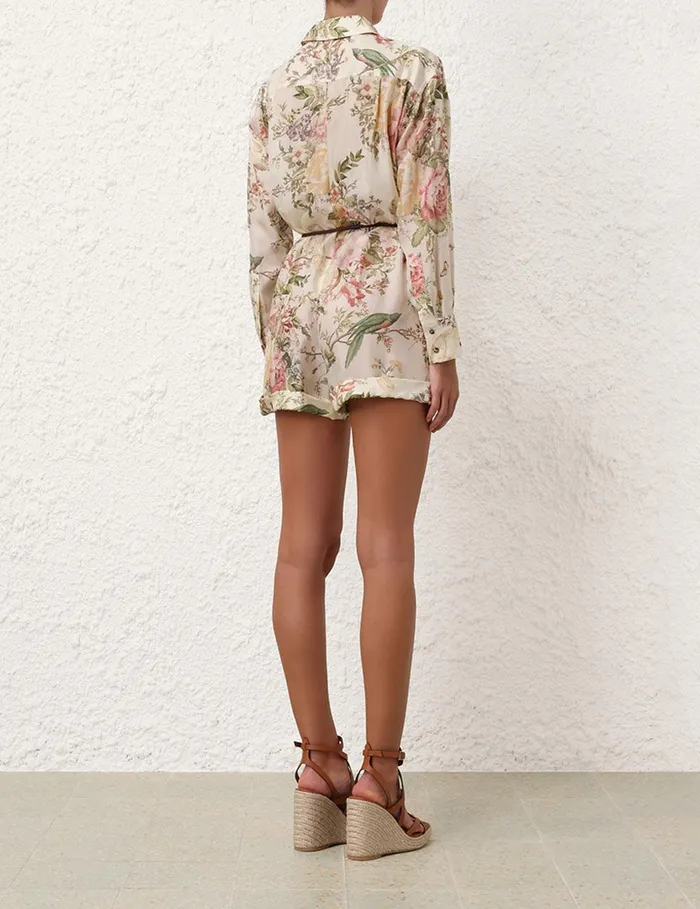 Women Clothing Zimmermann Waverly Shirt Playsuit Cream Floral