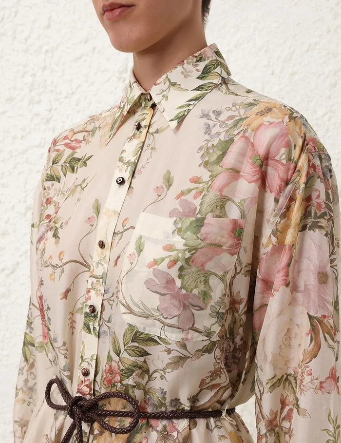 Women Clothing Zimmermann Waverly Shirt Playsuit Cream Floral